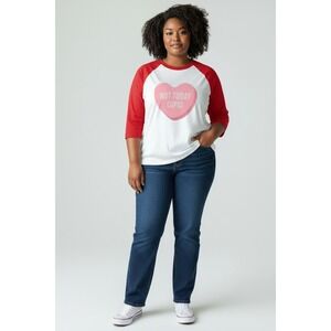 Women's Size L‎ "Not Today Cupid" Heart Baseball Tee from Piper Lou, NWOT